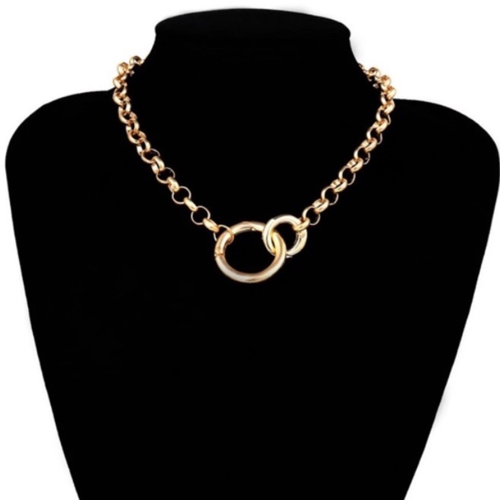 ¥ NEW 18K Gold Punk Miami Cuban Choker Necklace - Picture 3 of 6